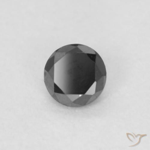 Diamante Negro natural de 0.04 ct, Redondo, Opaco