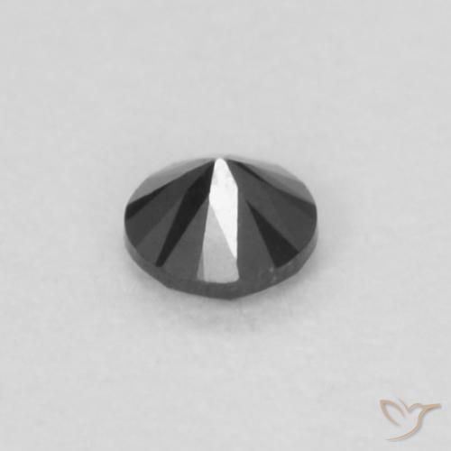 Diamante Negro natural de 0.04 ct, Redondo, Opaco