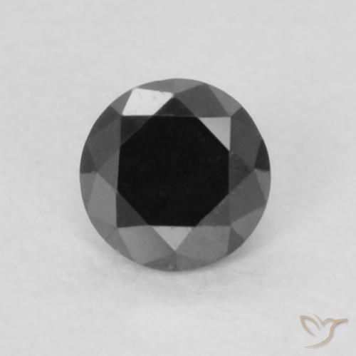 0.09ct Natural Negro Diamante, Redondo, Opaco