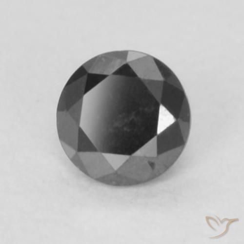 Diamante Negro natural de 0.09 ct, Redondo, Opaco