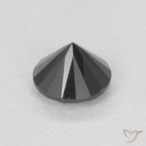 Diamante Negro natural de 0.09 ct, Redondo, Opaco