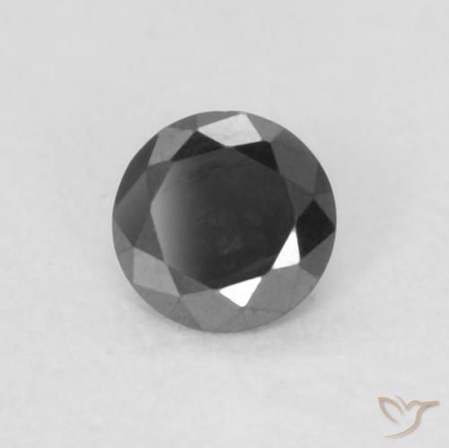 Diamante Negro natural de 0.06 ct, Redondo, Opaco