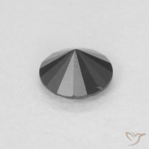 Diamante Negro natural de 0.06 ct, Redondo, Opaco