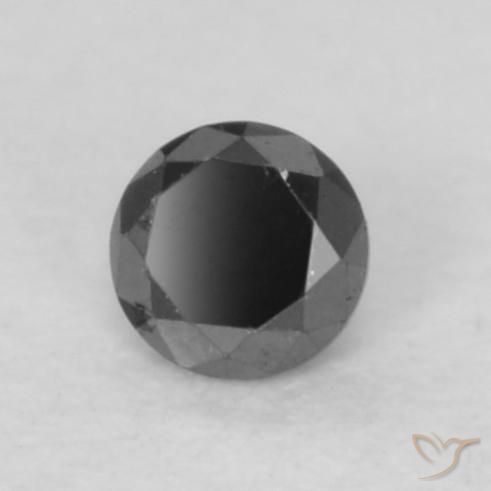 Diamante Negro natural de 0.05 ct, Redondo, Opaco