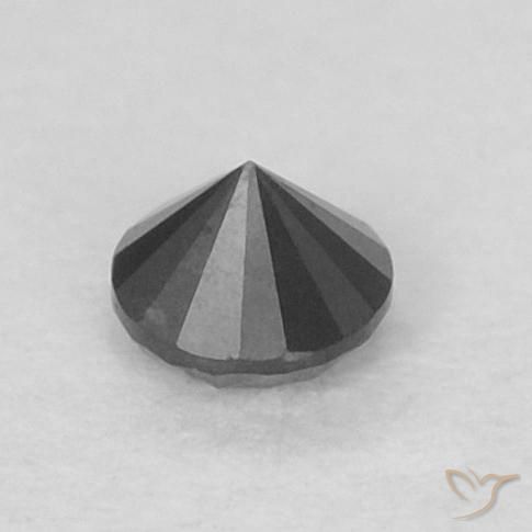 Diamante Negro natural de 0.05 ct, Redondo, Opaco