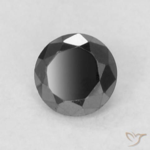 Diamante Negro natural de 0.04 ct, Redondo, Opaco