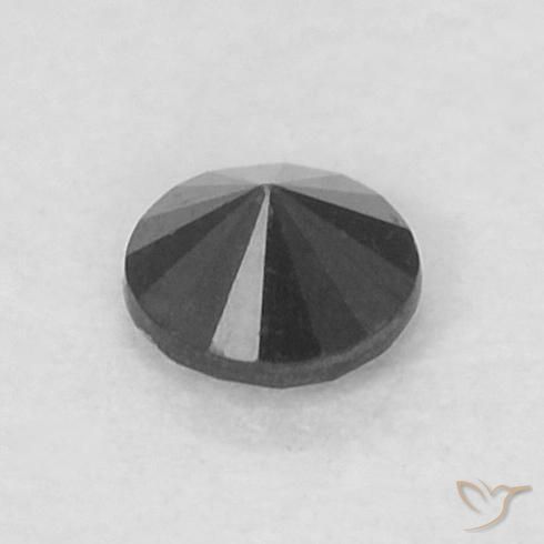 Diamante Negro natural de 0.04 ct, Redondo, Opaco