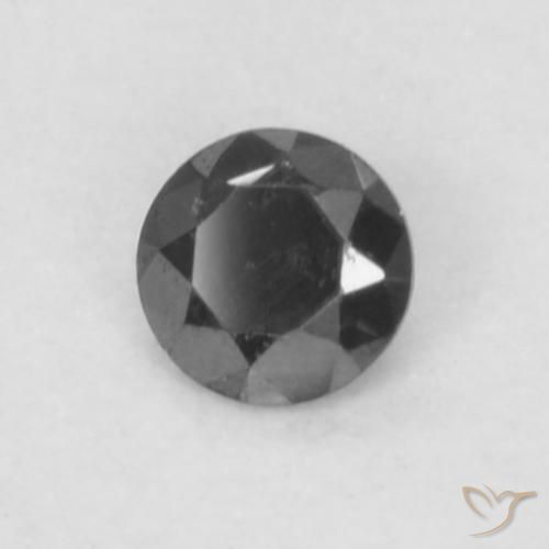 Diamante Negro natural de 0.05 ct, Redondo, Opaco