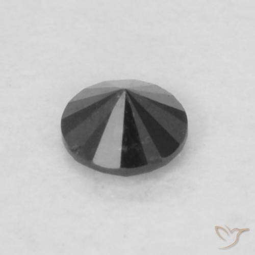 Diamante Negro natural de 0.05 ct, Redondo, Opaco