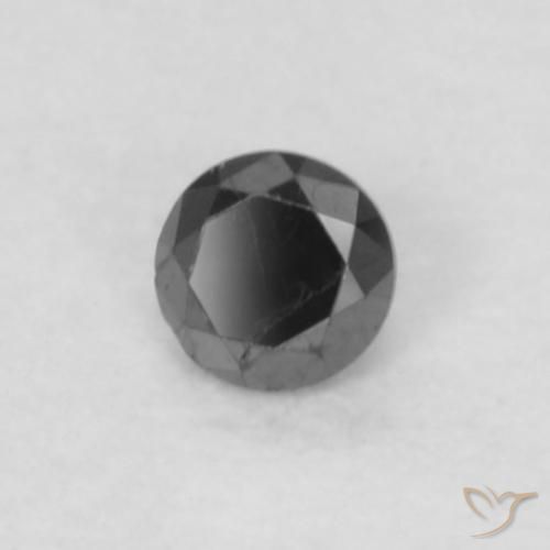 Diamante Negro natural de 0.04 ct, Redondo, Opaco