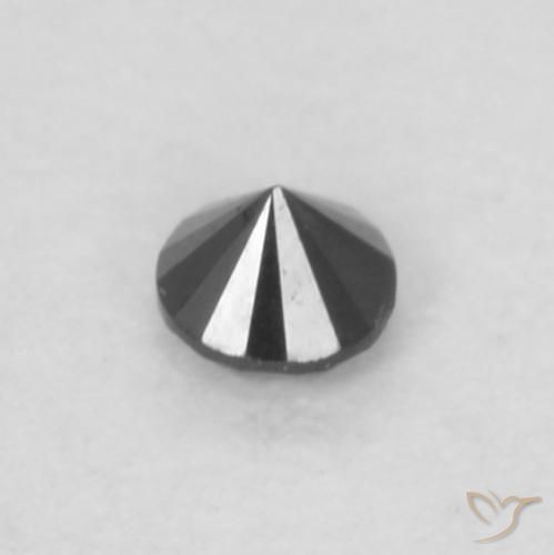 Diamante Negro natural de 0.04 ct, Redondo, Opaco