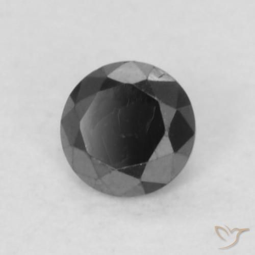 Diamante Negro natural de 0.05 ct, Redondo, Opaco