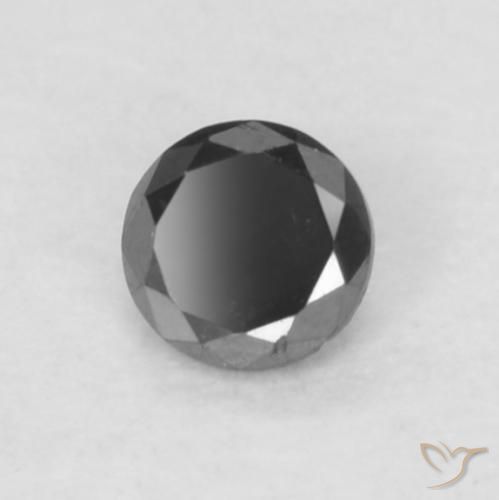 Diamante Negro natural de 0.06 ct, Redondo, Opaco