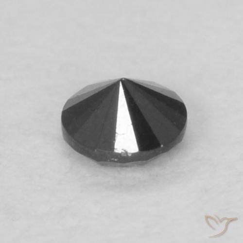 Diamante Negro natural de 0.06 ct, Redondo, Opaco