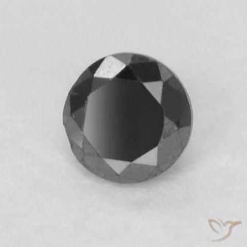 Diamante Negro natural de 0.06 ct, Redondo, Opaco