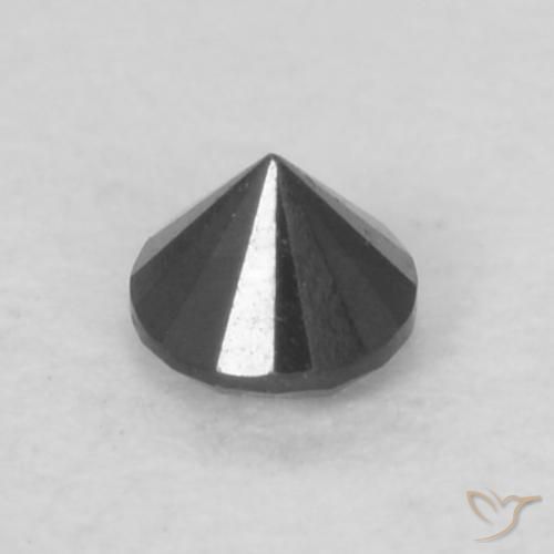 Diamante Negro natural de 0.06 ct, Redondo, Opaco