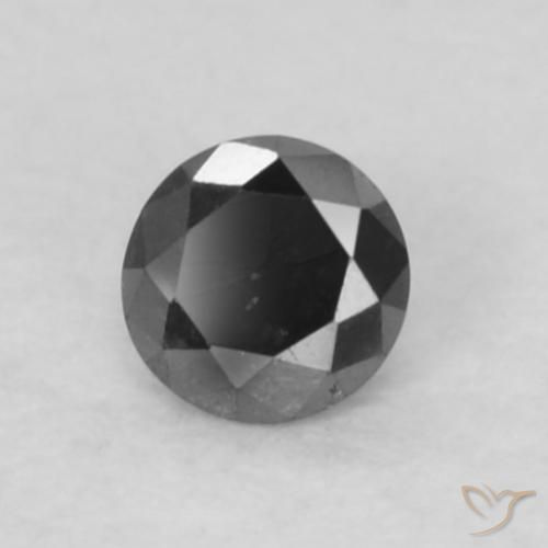Diamante Negro natural de 0.05 ct, Redondo, Opaco