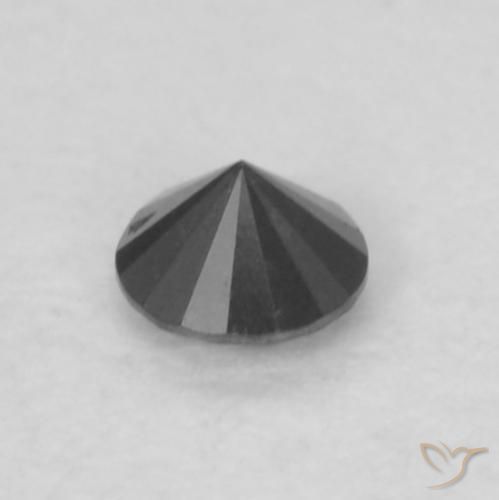 Diamante Negro natural de 0.05 ct, Redondo, Opaco