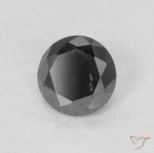Diamante Negro natural de 0.05 ct, Redondo, Opaco