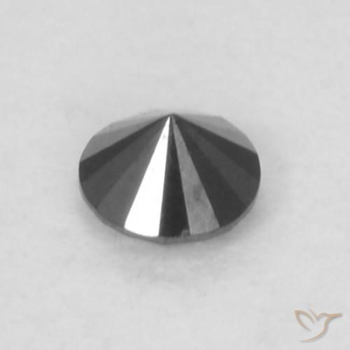 Diamante Negro natural de 0.05 ct, Redondo, Opaco