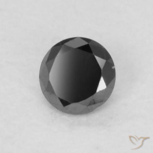 Diamante Negro natural de 0.05 ct, Redondo, Opaco