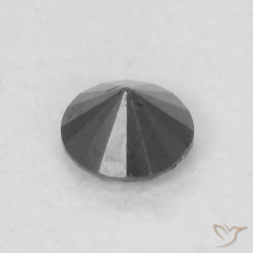 Diamante Negro natural de 0.05 ct, Redondo, Opaco