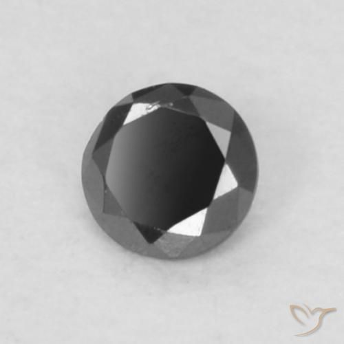 Diamante Negro natural de 0.05 ct, Redondo, Opaco