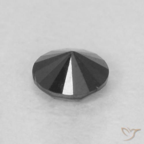Diamante Negro natural de 0.05 ct, Redondo, Opaco