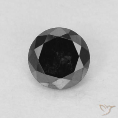 0.05ct Natural Negro Diamante, Redondo, Opaco