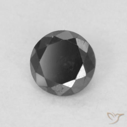 Diamante Negro natural de 0.05 ct, Redondo, Opaco