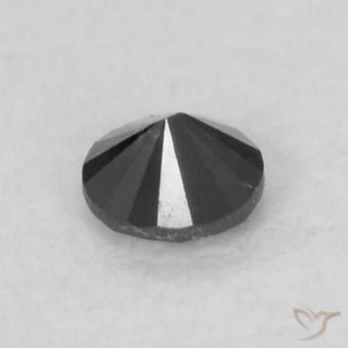 Diamante Negro natural de 0.05 ct, Redondo, Opaco