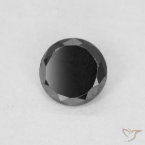 Diamante Negro natural de 0.04 ct, Redondo, Opaco