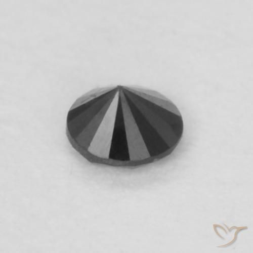 Diamante Negro natural de 0.04 ct, Redondo, Opaco