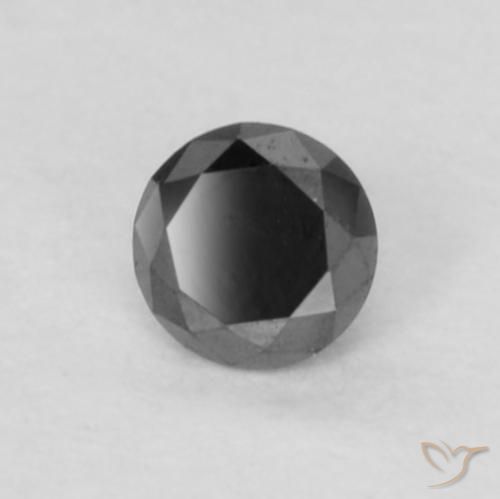 Diamante Negro natural de 0.06 ct, Redondo, Opaco