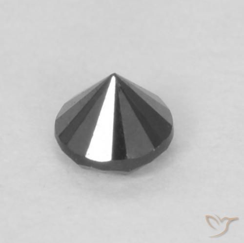Diamante Negro natural de 0.06 ct, Redondo, Opaco
