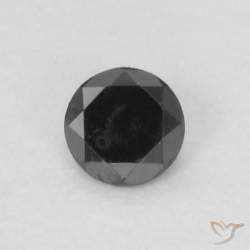 0.04ct Natural Negro Diamante, Redondo, Opaco