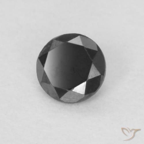 Diamante Negro natural de 0.04 ct, Redondo, Opaco