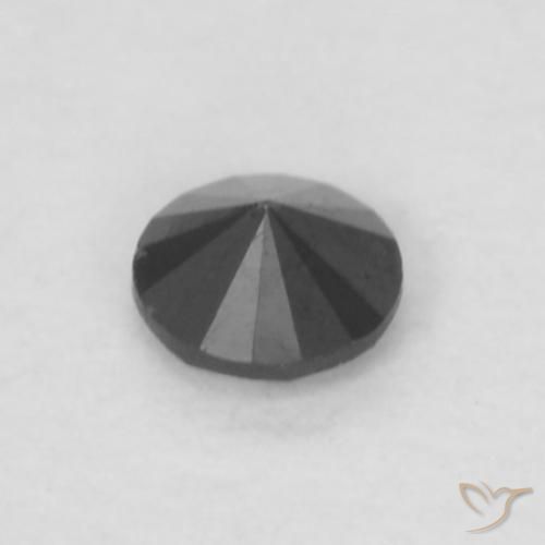 Diamante Negro natural de 0.04 ct, Redondo, Opaco
