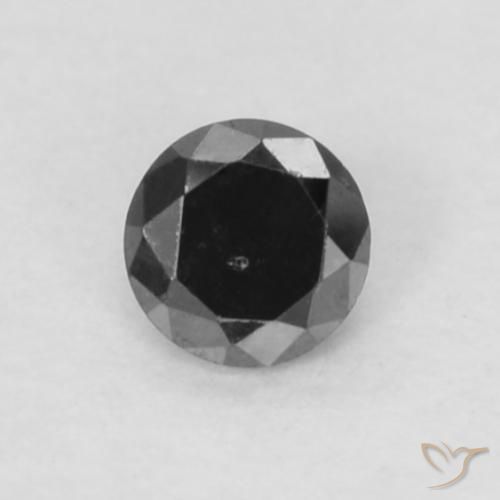 0.05ct Natural Negro Diamante, Redondo, Opaco