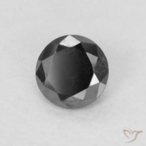 Diamante Negro natural de 0.05 ct, Redondo, Opaco