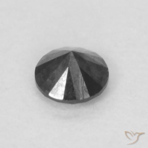 Diamante Negro natural de 0.05 ct, Redondo, Opaco