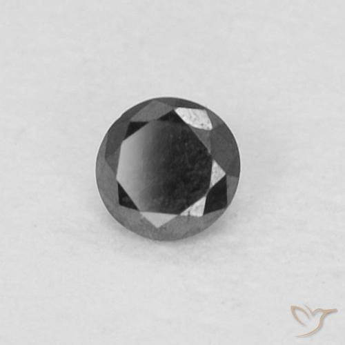 Diamante Negro natural de 0.05 ct, Redondo, Opaco