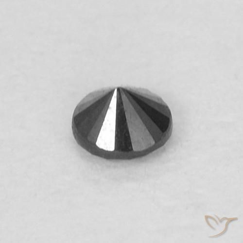 Diamante Negro natural de 0.05 ct, Redondo, Opaco