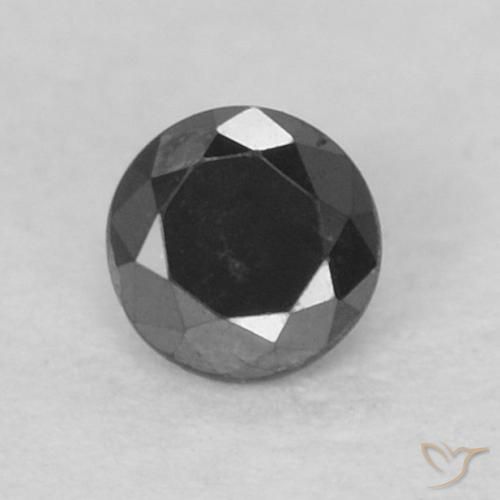 Diamante negro natural de 0,10 ct, corte redondo, opaco
