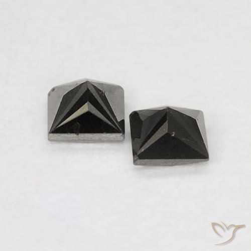 Gemas de Diamante Negro natural de 0.14 ct, Cuadrado, Opaco