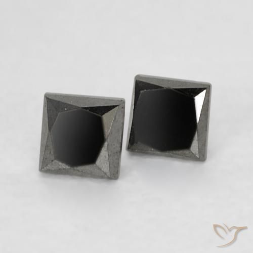 Gemas de Diamante Negro natural de 0.18 ct, Cuadrado, Opaco