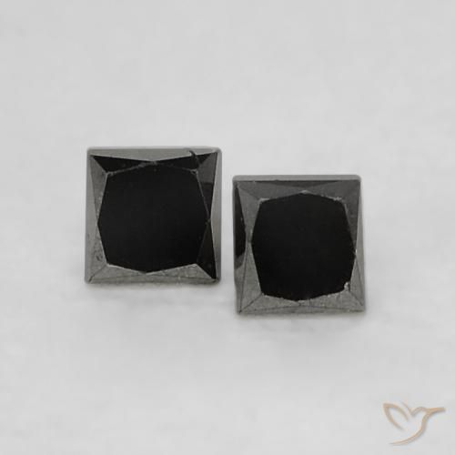 Gemas de Diamante Negro natural de 0.13 ct, Cuadrado, Opaco