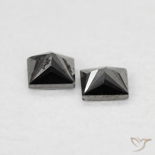 Gemas de Diamante Negro natural de 0.10 ct, Cuadrado, Opaco