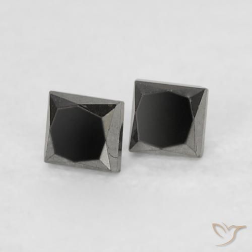 Gemas de Diamante Negro natural de 0.14 ct, Cuadrado, Opaco