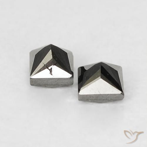 Gemas de Diamante Negro natural de 0.15 ct, Cuadrado, Opaco